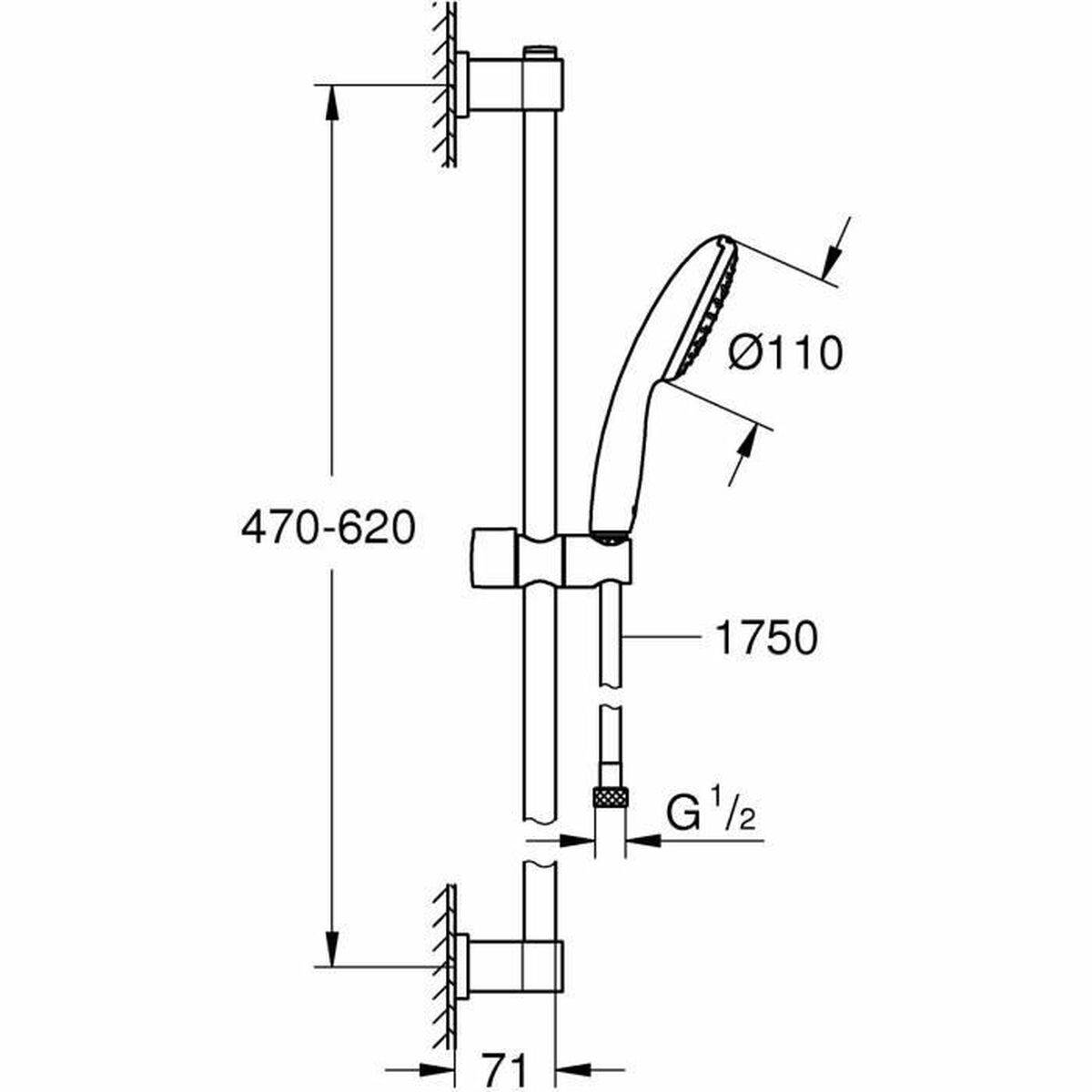 Coluna de duche Grohe Vitalio Start 110 Chrome Plástico